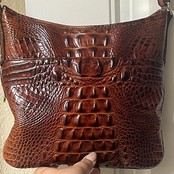 Brahmin Jody Leather Crossbody Crocodile Embossed Pecan Melbourne - Picture 7 of 16